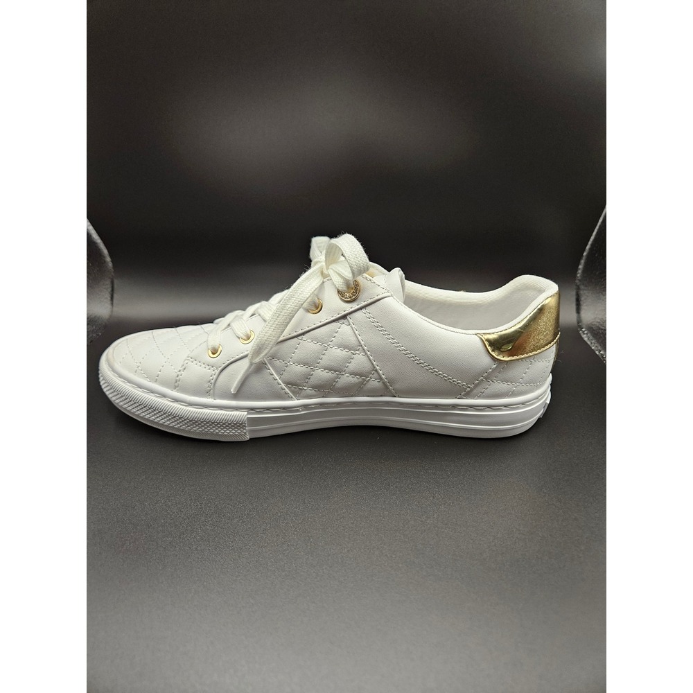 Guess Womens White Quilted Gold Accent Low Top Fashion Sneakers Size 9M - Picture 9 of 14